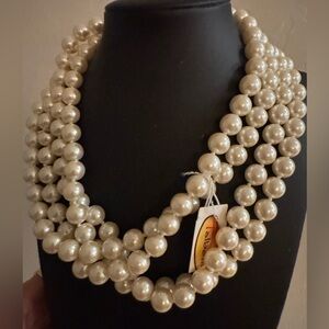 NOS Talbots Faux‎ Pearl Long Opera Necklace 34” Inch